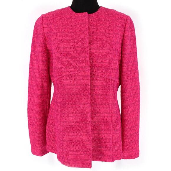 St. John Collection Knit Wool Suit Jacket Womens Size 6 Flamingo Multi Blazer - Picture 7 of 12